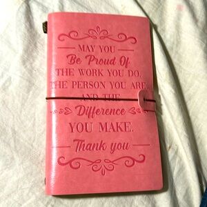 Leatherette Travelers Journal Pink w/ Card Holders, Sketch pad, & Lined paper